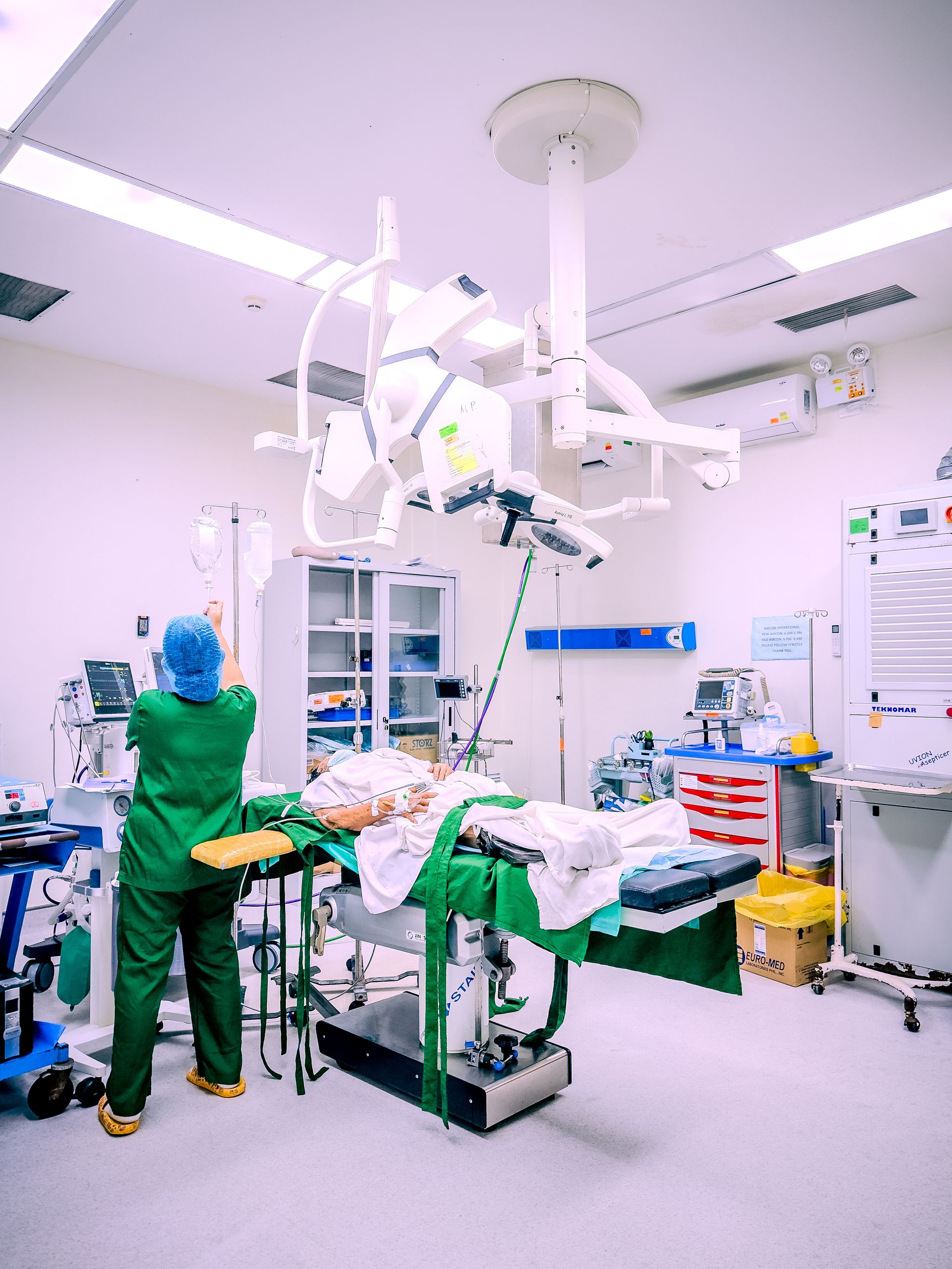 Modern operating room in action